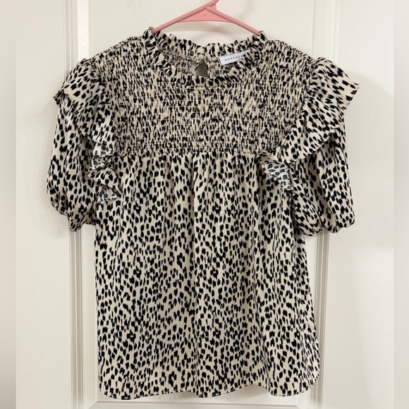 Endless Rose Tops - Endless Rose Black and Cream Smocked Top